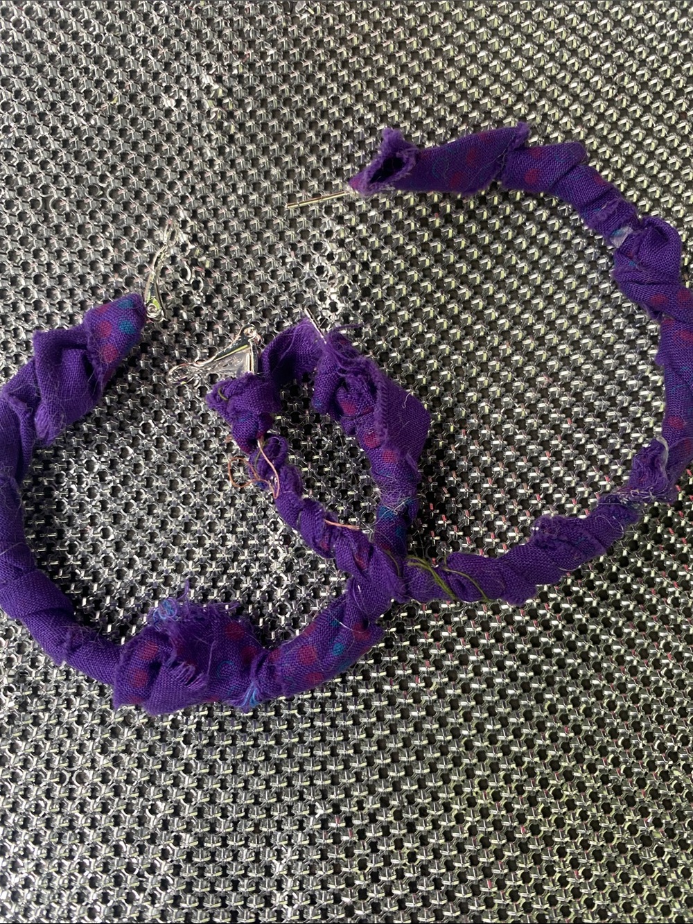 Purple Fabric-Wrapped Hoop Earrings - Women Accessories